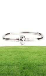 Sterling Silver Women Bangle With Original box Fashion Mens Bracelets Logo Stamped for beads Bracelet European Charms1433657