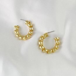 Hoop Earrings Badu Geometric Distortion Twisted Gold Colour For Women Punk Metal Unique Party Modern Jewellery 2024