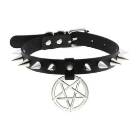 Spike Punk Choker Collar For Girl Goth Pentagram Necklace Emo Neck Strap Cosplay Chocker Gothic Accessories8314205