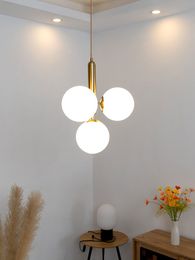 Acrylic ball Pendant light Copper body Gold cable G9 bulb Chandelier Bedroom Villa Restaurant Apartment Staircase Hotel Bedside