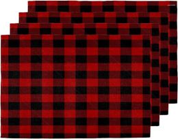Table Mats Red Plaid Placemats Set Of 4 Washable Placemat Waterproof Place For Home Party Dining Decor 18x12 Inch