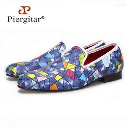 Casual Shoes Piergitar 2024 Handmade Men Loafers With Multi-color Design Fashion Party And Show Men's Male Somking Slippers