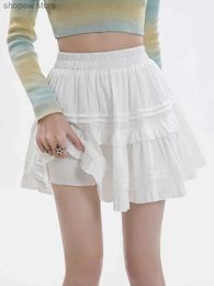 Skirts Mini Pleated Skirt Women Summer Korean Fashion White Black All Match Ruffles Aesthetic High Waist Cake Skirt Female