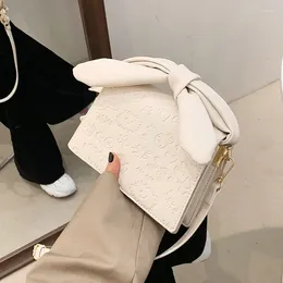 Bag Bow Baguette 2024 Trend Luxury Purses And Handbags With Short Handles Cartoons Embossed Fashion Women's Shoulder Leather