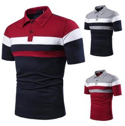 Men Polo Simple Short Sleeve Tops Shirt Contrast Colour Polos Boys Business Clothing Summer Streetwear Casual Fashion2538355