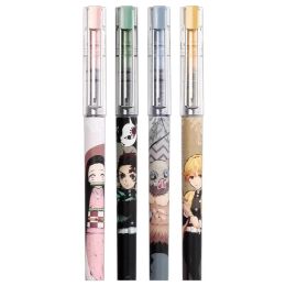 Pens M&G 4/8pcs 0.5mm Black Ink Quickdrying Gel Pen Straight Liquid Ballpoint Pen Demon Slayer Anime Pen Office Sign Pen Stationery