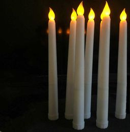 50pcs Led battery operated flickering flameless Ivory taper candle lamp candlestick Xmas wedding table Home Church decor 28cmH H2135754