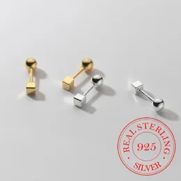 Stud Earrings S925 Sterling Silver Cute Square For Women Kids 14K Gold Plated Ear Wedding Party Jewellery Gift Female Pendientes