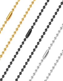 24mm Beads Ball Chains Necklaces Not Fade Stainless Steel Women Fashion Men Hip Hop Jewellery 24 Inch Silver Black 18K Gold Plated 3585961