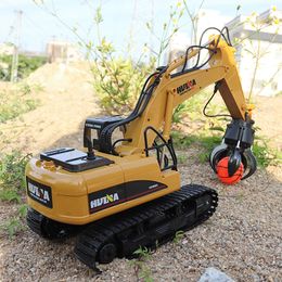 Huina 1571 1:14 RC Excavator Alloy Grabber Loader 2.4Ghz 16Ch 680 Degree Rotatio Remote Control Truck Toys for Boys Xmas Gifts
