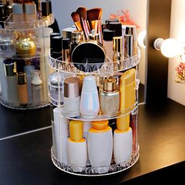 Storage Boxes 360 Degree Rotating Cosmetic Box Plastic Clear Organiser Rotatable Lipstick Skincare Holder