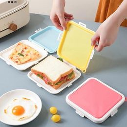 Dinnerware Silicone Container Sandwich Toast Box Kids School Breakfast Lunch Bento Office Worker Grade Storage