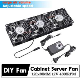 Cooling Gdstime 120mm 4500RPM High Speed Server Fan With Controller 12cm 12V 220V Btc Machine Chassis Workstation Cabinet Radiator Fan