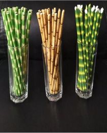 25pcslot 100lots Paper Straws 195cm Disposable Bubble Tea Thick Bamboo Juice Drinking Straw EcoFriendly Milk Birthday Wedding P8331657