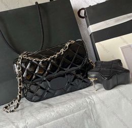 Shoulder bag Chain handbag Designer woman Silver Patent Leather crossbody bags Card The pentagram wallet luxury tote designer purse965