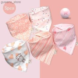 Bibs Burp Cloths 5pcs/Lot Baby Bibs Bandana Bib Burp Cloth Print Animal Triangle Cotton Baby Scarf Meal Collar Burp Baby Accessories Saliva Towel Y240412