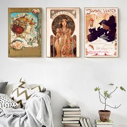 Vintage Alphonse Mucha Classic Artwork Nouveau Art Poster and Prints Canvas Painting Wall Art Pictures Home Room Decor