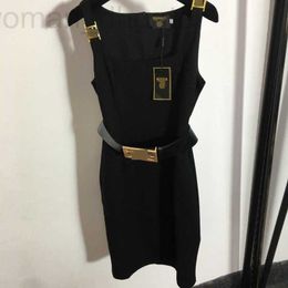 Basic & Casual Dresses designer 2023 New Temperament Letter Pattern Hardware Shoulder Buckle Belt Waist Vest Slim Fit Dress 4V6G