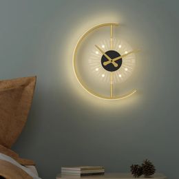 Nordic Modern Wall Lamp with Clock for Foyer Bedside Kitchen TV Background Aisle Corridor Minimalist Designer Art Home Appliance