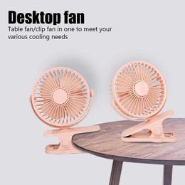 Electric Fans Portable Mini Handheld Clip Fan USB Charging Quiet Desktop Electric Fan 360 Degree Rotation Adjustable Small Cooling Ventilador