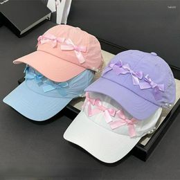 Ball Caps South Korean Star With The Duck Cap Summer Breathable Thin Quick Dry Girl Sweet Multicolour Bow Pearl Cute Baseball