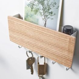 Novel Wall-mounted Wooden Decorative Wall Rack Sundries Storage Box Prateleira Hanger Organiser Key Rack Wooden Wall Rack