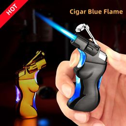 2024 Newest Butane Welding Gun Windproof Blue Flame Lighter, Portable Outdoor BBQ Turbo Torch Lighter, Tools for Men