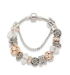 Elegant Butterfly CZ Diamond Beaded Bracelet Luxury Designer for Silver Plated High Quality DIY Beaded Bracelet Original Box Set5024994