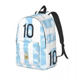 10 Argentina Football Soccer Champi On Backpack for Boy Girl Kids Student School Bookbag Daypack Kindergarten Primary Bag Sports