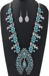 Bohemian Jewelry Sets For Women Vintage African Beads Jewelry Set Turquoise Coin Statement Necklace Earrings Set Fashion Jewelry7224116