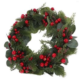 Decorative Flowers Red Eucalyptus Wreath Green Vines Decorations Hanging Xmas Leaf Pendant Silk Cloth Garland Christmas Artificial