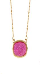 Pendant Necklaces Resin Oval Druzy Necklace Gold Colour Chain Drusy Hexagon Style Luxury Designer Brand Fashion Jewellery For WomenPe5063611