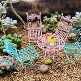 Dolls House 1 Set 1/12 Dollhouse Table Chair Fairy Garden Seat Scene Model Miniature Furniture Playing House European Style