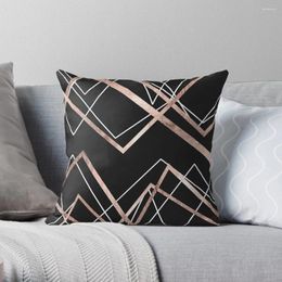 Pillow Rose Gold Black Linear Triangle Abstract Pattern Throw Marble Cover