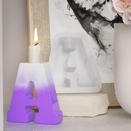 DIY Plaster Concrete Candlestick Silicone Molds Making Numbers Letters Geometry Epoxy Resin Candle Holder Mould Home Decoration