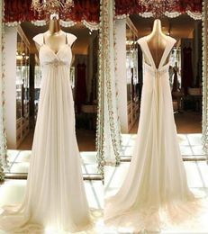 2017 Empire Maternity Wedding Dresses Chiffon Beaded Long Bridesmaid Gowns Beach Garden ALine Wedding Guest Dresses With Crystal 8716144