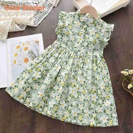 Girl's Dresses Bear Leader Girls Casual Dresses 2022 New Summer Kids Baby Flowers Print Costumes Floral Party Birthday Princess Vestidos 2-6Y Y240412
