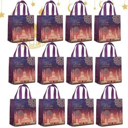 Christmas Decorations Eid Bag With Handle 12pcs Party Storage Non-Woven Bags For Theme Decorative Totes Handles Chocolate Sweets