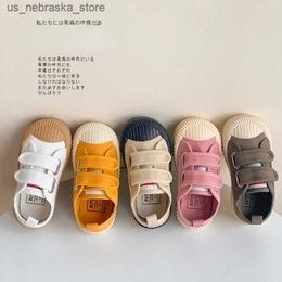 Sneakers Childrens Canvas Shoes for Boys and Girls Spring and Autumn Hook and Loop Shoes with Soft Sole Breathable Preschool Baby Cookie Shoes Q240412