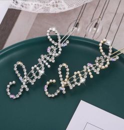 2pic fashion Hair Pins pearl hairpin personality creative private custom English name pearls side clip Mix and match AAA603776730