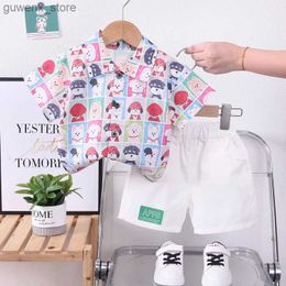 Clothing Sets New Summer Baby Clothes Suit Boys Fashion Cartoon Shirt Shorts 2Pcs/Sets Infant Outfits Toddler Costume Kids Children Tracksuits Y240412