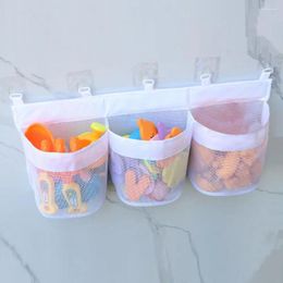 Storage Bags Bathroom Kids Toy Shelf Organiser For Shampoo Soap Breathable Mesh Bag With Three Pockets Baby Bath