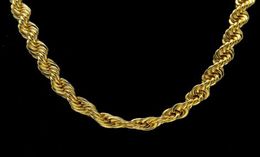 10MM 18K Gold Plated Rope Chain Mens 1cm Gold Silver Chain Necklace 30inch Length Hiphop Jewelry for Men Women9488408
