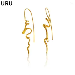 Dangle Earrings Modern Jewellery Gometric Personality Abstract Design Cool High Quality Copper Gold Colour Drop For Women