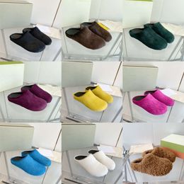 Designer Fussbett Sabot Sandals Women Horse Hair Slippers Beach Shoes Loafers Mules Slides With Box 552