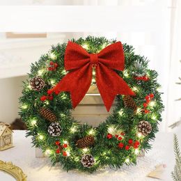 Decorative Flowers Christmas Wreath For Front Door Jesus' Birthday With Pinecone Indoor Outdoor Wall Window Home Decoration