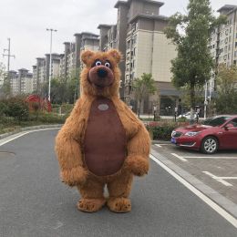 2.6m Gian Inflatable Brown Bear Costumes Giant Plush Bear Mascot Weddding Cosplay Costumes for Adult Man Women Halloween Costume