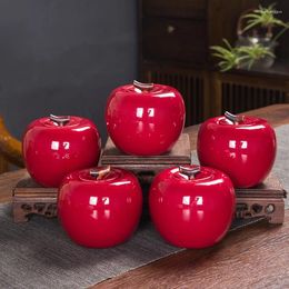 Storage Bottles Creative Ceramic Apple Sealed Tea Wedding Candy Gift Box Christmas Jar Decoration Crafts Porcelain Home