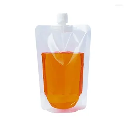 Storage Bags 100Pcs Transparent Plastic With Drink Pouch Sealed Reusable Beverage Juice Milk Coffee Travel Organiser Bag