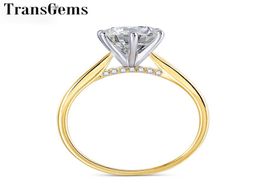 Transgems 14k 585 Two Tone Gold Moissanite Engagement Ring For Women Center 2ct 8mm F Color Moissanite Gold Ring With Accent Y19067532345